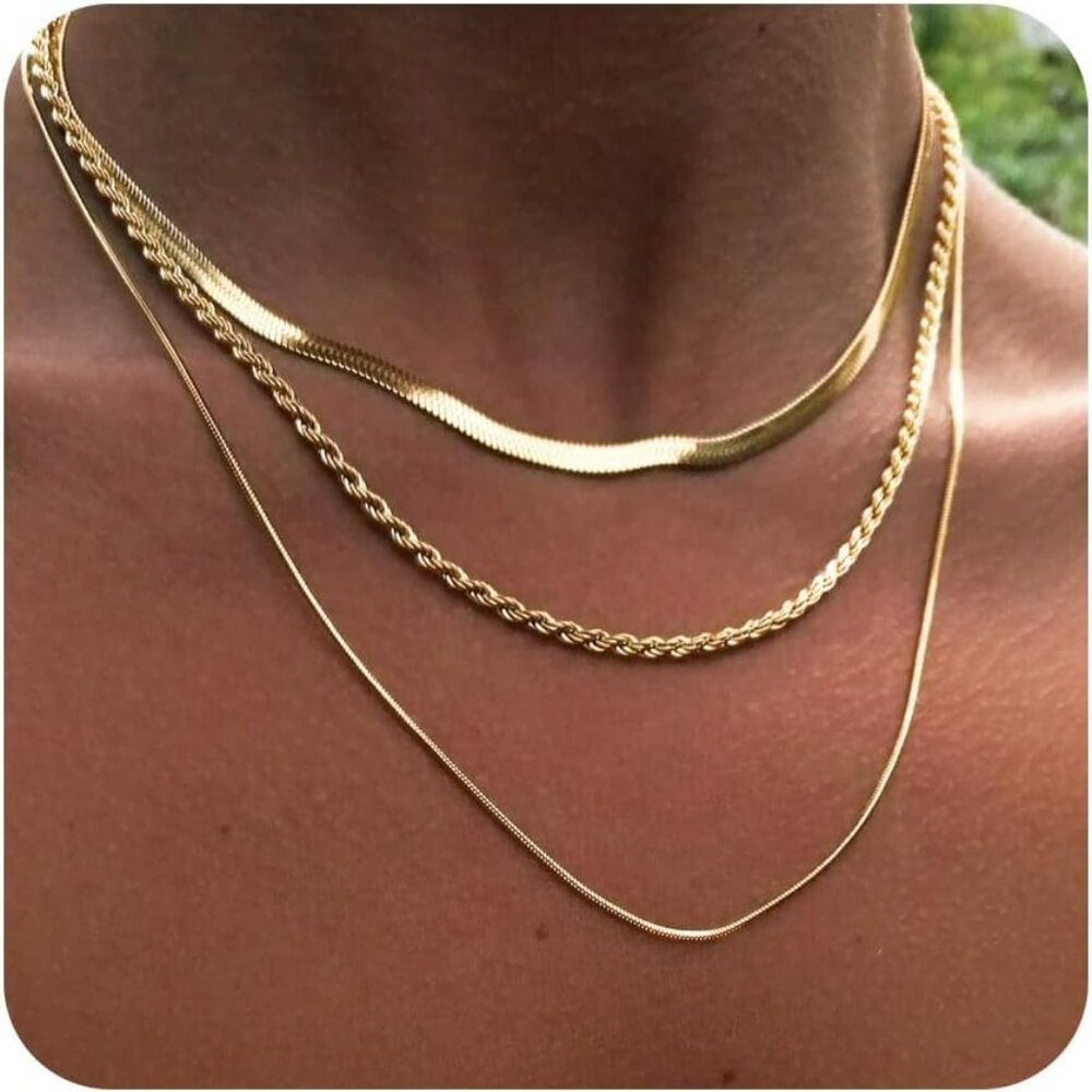 Layered Necklaces for Women,Dainty Gold Necklace for Women Trendy Gold Plated Ne